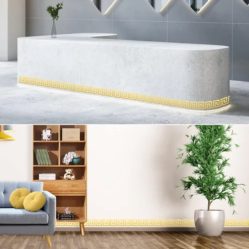 Miniatura 3 de QUIETART 50 calcomanías de espejo dorado para pared, removibles, despegar y pegar, para decoración de cocina, decoración estética de techo