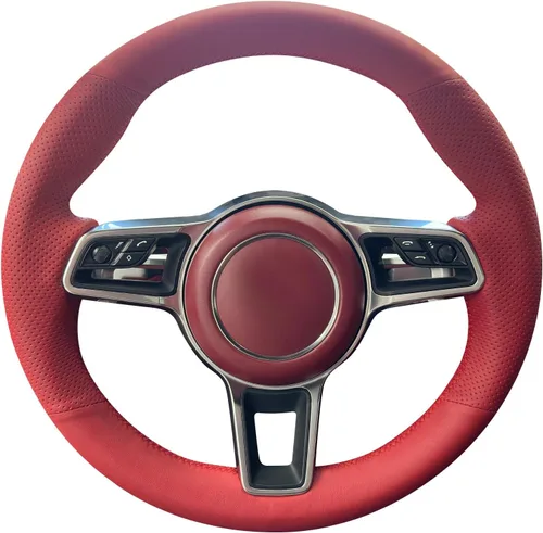 Miniatura 8 de MEWANT Funda de volante de automóvil cosida a mano de gamuza + piel sintética para Porsche 718 Boxster 2016-2022/718 Cayman 2017-2022 / Cayenne