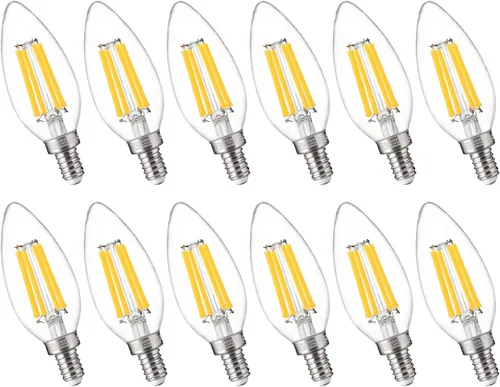 Miniatura 14 de FLSNT, bombillas LED regulables de 5000K luz diurna, 60W equivalentes, B11 base LED E12 para candelabro, bombillas de araña, 550LM, CRI90, paquete