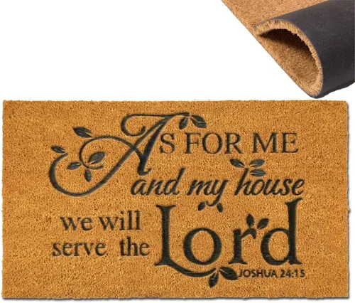 Tapete de fibra de coco para exteriores para la entrada del hogar, As FOR ME and My House We Will Serve The Funny Doormats, felpudo de puerta