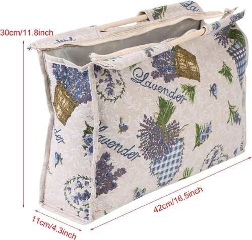 Miniatura 3 de GOTOTOP Bolsa organizadora de hilo para tejer, bolsa de almacenamiento para agujas de tejer, bolsa de almacenamiento de tela tejida con mango