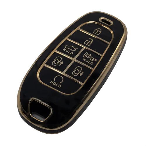 Miniatura 8 de Funda protectora para llavero inteligente de TPU con borde dorado, compatible con Hyundai Tucson Solaris Sonata Hybrid Nexo NX4 Santafe Dn8 4