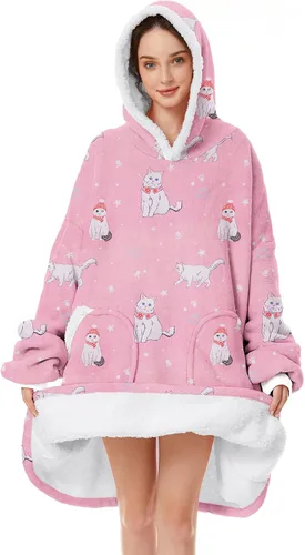 Miniatura 11 de Zando Manta con Capucha Ponible Manta para Niños y Adultos Manta Cómoda con Capucha Sudadera de Gran Tamaño Sherpa Forro Polar