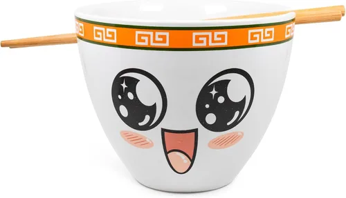 Boom Trendz Bowl Bop Pho-Kin Good - Juego de vajilla de cerámica japonesa | Incluye tazón para fideos ramen de 16 onzas y palillos de madera, plato