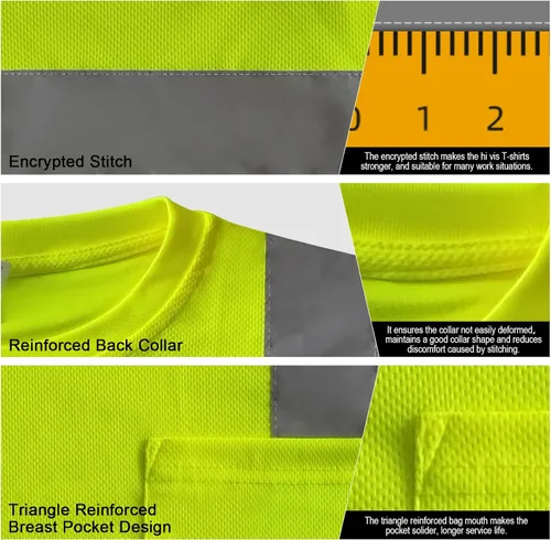 Miniatura 4 de TCCFCCT Camisetas de manga larga de alta visibilidad para hombres y mujeres - Clase 3 Hi Vis, camisas de trabajo de seguridad reflectantes con fondo