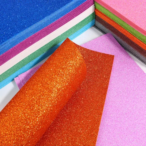Miniatura 4 de 10 hojas de cartulina con purpurina Mluchee para decoraciones de Año Nuevo, Acción de Gracias, Navidad y otoño, papel autoadhesivo en la parte