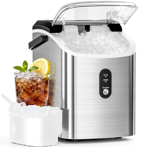 Miniatura 8 de Antarctic Star Nugget - Máquina de hielo para encimera con hielo masticable suave, máquina de hielo sónico portátil con cesta y cuchara, cubierta