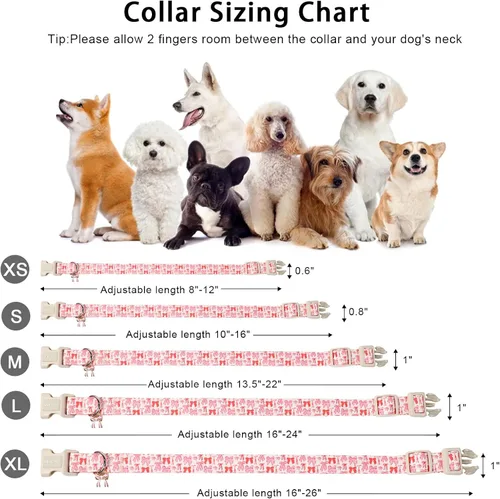 Miniatura 78 de Aring Pet Collar de algodón, lindo, con hebilla de liberación rápida, para bodas, para perros pequeños, medianos y grandes, rosa Terciopelo rosa
