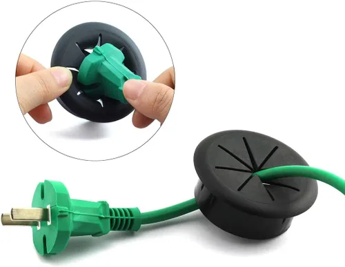 Miniatura 4 de HJ Garden 2 ojales flexibles de escritorio de 2-3/8 pulgadas, organizador de alambre, cubierta de agujero para administrar y ocultar cables