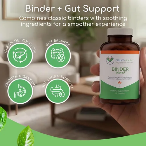 Miniatura 3 de Binder Blend – Suplemento de toxina aglutinante, cápsulas de desintoxicación para un intestino sano – 180 cápsulas – 90 porciones – 960 mg de carbón