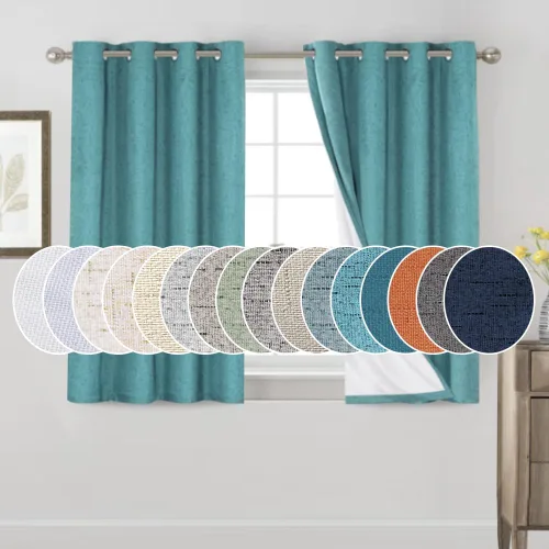 Miniatura 163 de Primitive - Cortinas opacas 100 % de lino texturizado natural para dormitorio, sala de estar, cortinas para ahorra energía, tela de arpillera