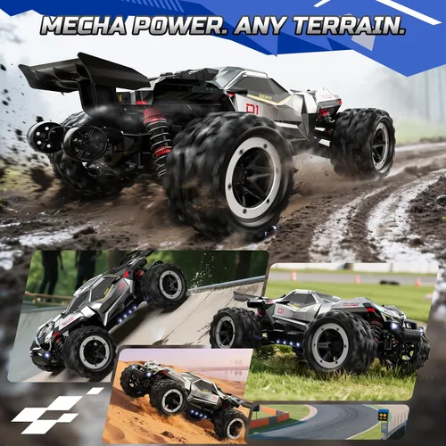 Miniatura 7 de DEERC Autos de control remoto rápidos sin escobillas para niños y adultos, 34.2 mi/h, camión RC todoterreno 1:18, auto Mecha de carreras 4x4 todo