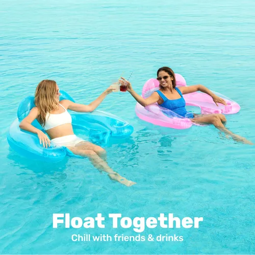 Miniatura 3 de SLOOSH Inflatable Pool Floats Adult,2 Pack Pool Chairs with Cup Holders,X-Large Blow up Floats Chair,Hammock Noodle Mat for Relaxing Summer Water