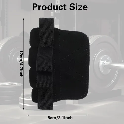 Miniatura 2 de Guantes de gimnasio para hombre para levantamiento de pesas, guantes de cuero de cuatro dedos, guantes antideslizantes para levantamiento de pesas