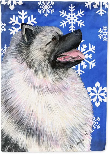 Miniatura 146 de Caroline's Treasures SC9374GF Bulldog English Snow flakes Holiday Garden Flag Buzón Bandera decorativa para patio exterior, patio, obras de arte