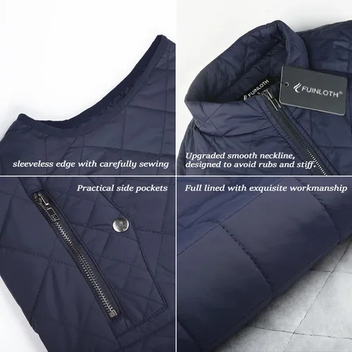Miniatura 5 de Fuinloth - Chaleco acolchado para mujer, diseño de cuello alto, ligero, con cierre