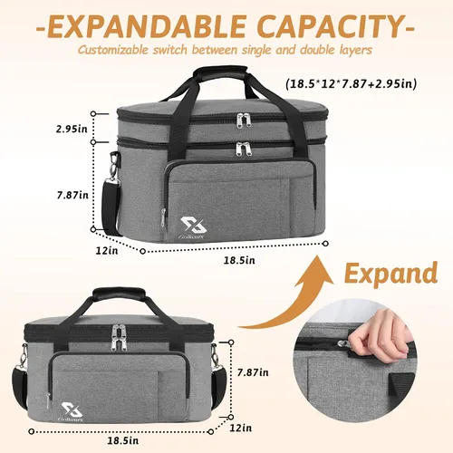 Miniatura 2 de Bolsa para olla de cocción lenta de doble capa Golkcurx para ollas ovaladas CrockPot de 6-8 cuartos y modelos Hamilton Beach, con correa ajustable