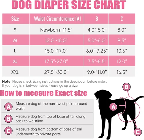 Miniatura 55 de Leekalos Pañales reutilizables lavables para perras, pañales para perras, altamente absorbentes, pañales ajustables para cachorros, pañales