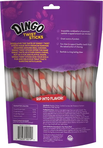 Miniatura 2 de Dingo Twist Sticks 50 Unidades, Masticables de Piel Cruda para Perros, Hechos con Pollo Real, 50 Unidades (Paquete de 1)