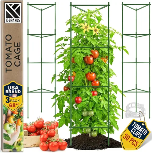 Miniatura 12 de Jaula de tomate – Estacas grandes de enrejado y estructuras de soporte para plantas para verduras y plantas trepadoras – Jaulas altas para tomate