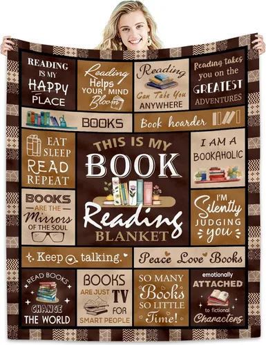 Manta de regalo para amantes de los libros de 50 x 60 pulgadas, el mejor regalo para lectores, bibliotecario, manta de club de libros para ratones