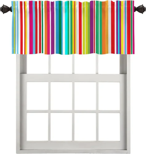 Miniatura 100 de Cortinas de cocina de hojas de arce otoñales para ventanas, hojas verdes y rojas sobre cenefas opacas negras, tratamientos de ventana de poliéster