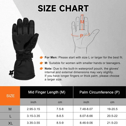 Miniatura 3 de Guantes calentados PEKWZIZ, guantes calentados recargables de 5V 6000mAh para hombres y mujeres, guante de calefacción eléctrica antideslizante