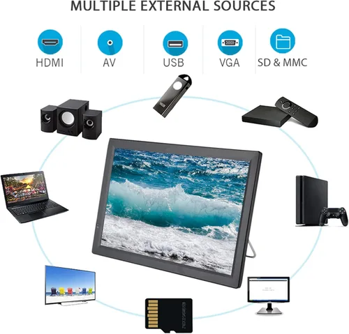 Miniatura 6 de Yoidesu TV portátil de 14 pulgadas con sintonizador ATSC, TV a batería con HDMI, SD/MMC, USB, VGA, entrada y salida AV y control remoto, TV