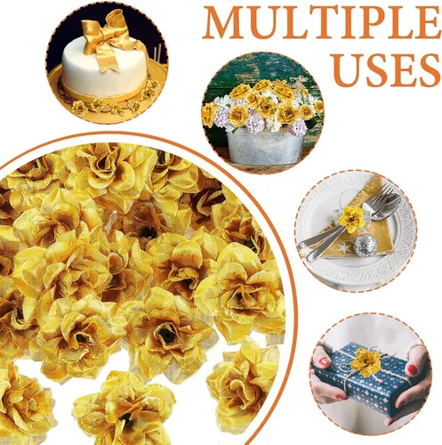 Miniatura 7 de Syhood 100 rosas artificiales con cabeza de 1.77 pulgadas de rosa, pequeñas flores falsas de seda para bodas, guirnaldas de pared, ramos, decoración