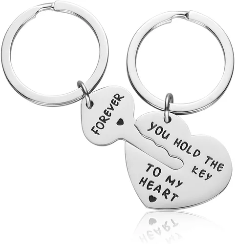 Regalos para pareja para novio y novia Llavero con texto en inglés You Hold The Key To My Heart para él y ella, regalos de cumpleaños para el día