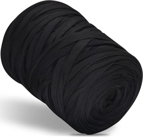 Miniatura 15 de 400g de hilo de tela elástica para tejer con ganchillo para DIY, 119 metros de hilo de espagueti grueso para tejer para proyectos de bolso, cesta