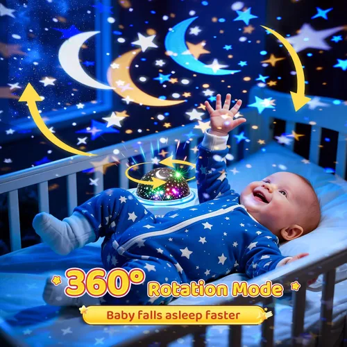 Miniatura 5 de Luz nocturna para niños, proyector de luz nocturna para bebé, luces nocturnas para dormitorio, proyector de estrellas, luces de estrella