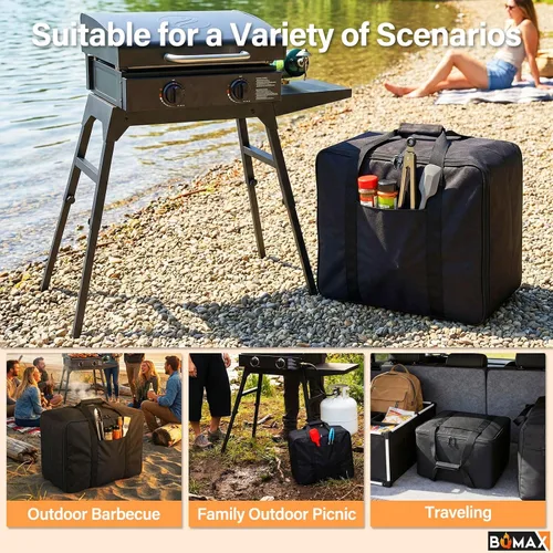 Miniatura 7 de BQMAX Bolsa de transporte para plancha Blackstone 17/22 con capucha y soporte, compatible con Blackstone 5035 bolsa de transporte para parrilla negra