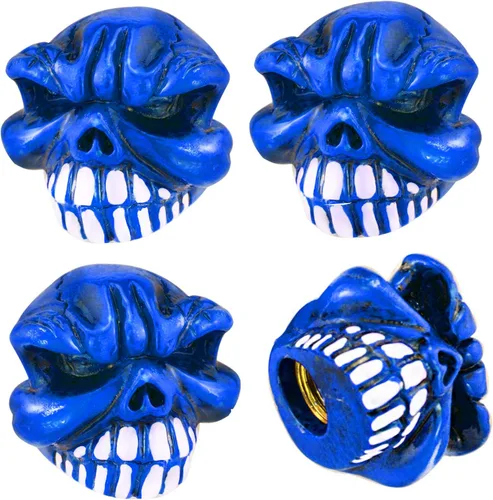 Miniatura 7 de Juego de 4 tapas de vástago de válvula de calavera para automóviles, SUV, bicicleta, camiones, motocicletas, atractivos accesorios para automóvil
