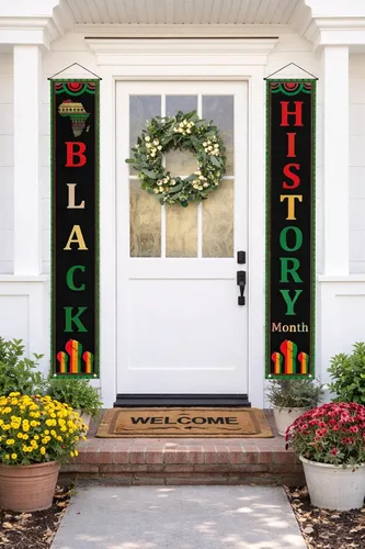 Miniatura 5 de Cartel de la puerta delantera del mes de la historia negra, decoración del mes de la historia negra para porche, patio, chimenea, fiesta