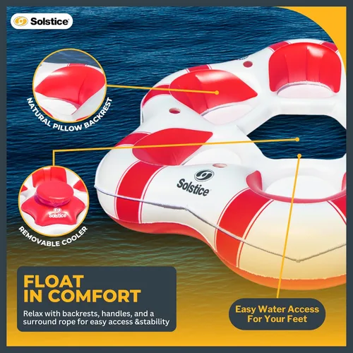 Miniatura 7 de Solstice Flotador inflable de la balsa del río del refrigerador para la tubería con el tenedor más
