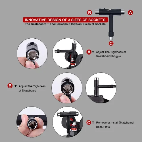 Miniatura 4 de C&Xanadu Upkeep All-in-One Multi-Function Portable Skate Tool with 2-in-1 Allen Wrench & Phillips Head Screwdriver for Adjusting and Tightening