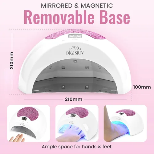 Miniatura 6 de Lámpara de uñas LED UV recargable con diseño de diamante y control táctil, 3 ajustes de temporizador, secado rápido para todos los esmaltes de gel