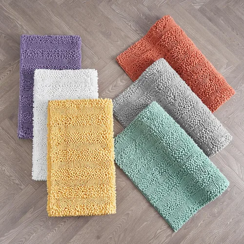 Miniatura 8 de Laura Ashley Tapete de baño de chenilla Astor 100% poliéster Decoración de baño premium Lavable a máquina Respaldo TPR Mide 17 x 24 Aqua