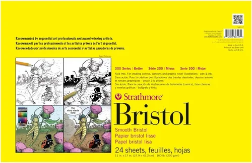 Miniatura 3 de Strathmore Bloc de papel Bristol serie 300, liso, encuadernado con cinta, 11 x 14 pulgadas, 20 hojas (100 lb/270g) - Papel de artista para adultos