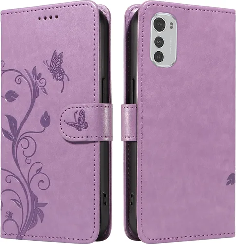 Miniatura 96 de Funda para Motorola Moto E22/E22i, piel sintética, con tarjetero y correa para la muñeca, a prueba de golpes, funda magnética para Motorola Moto Rojo