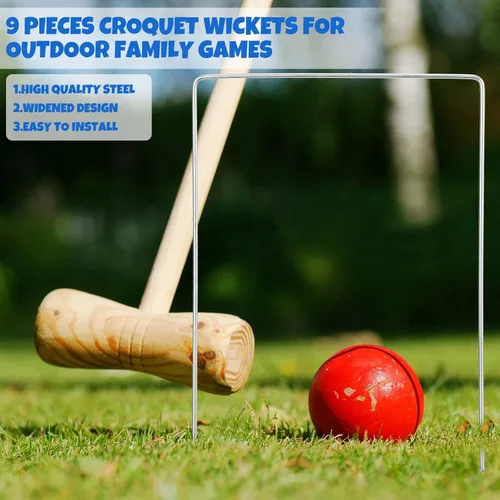 Miniatura 4 de Deekin Juego de 9 cubos de croquet de repuesto para aros de metal de croquet con revestimiento galvanizado y plástico para patio trasero familiar