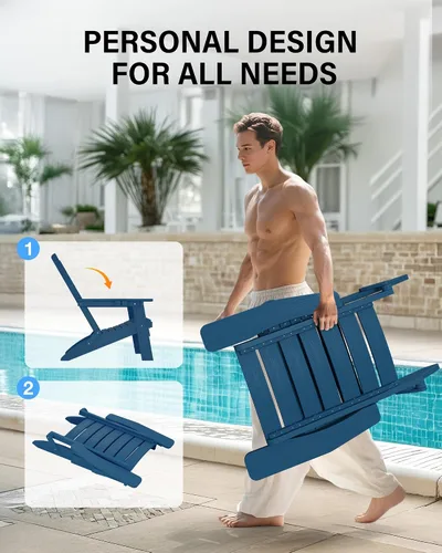 Miniatura 5 de YEFU Sillas Adirondack plegables para exteriores: silla de gran tamaño para hoguera resistente con respaldo de arco cómodo y soporte para tazas