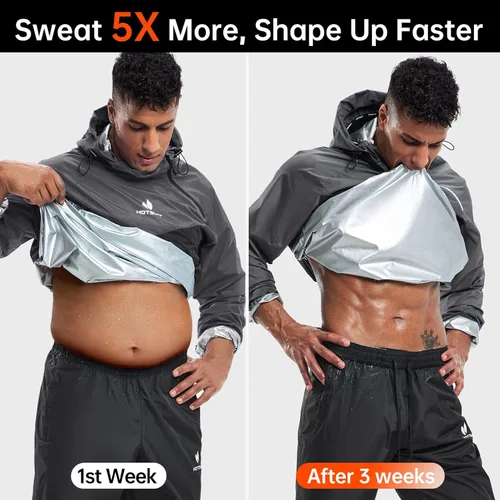 Miniatura 3 de HOTSUIT Traje de sauna para hombre, chaqueta de sauna, pantalón, gimnasio, entrenamiento, trajes de sudor
