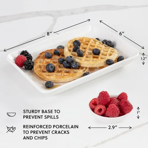 Miniatura 2 de Juego de platos de aperitivo de 8 pulgadas con tazas de inmersión para servir, postres, ensaladas, resistentes a las astillas, platos de cena