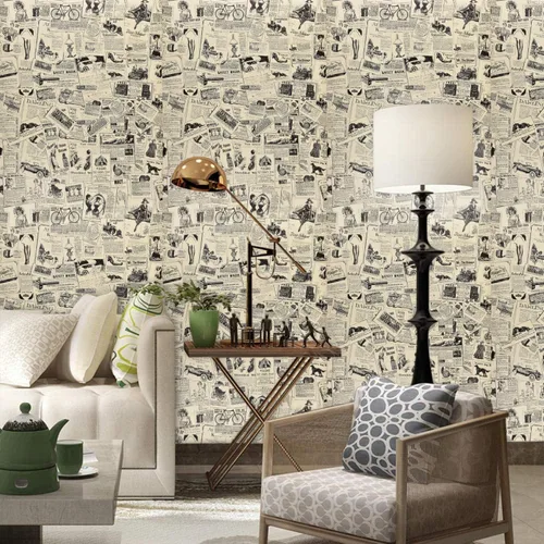 Miniatura 5 de WENMER Papel de contacto de periódico – 17.71 x 118 pulgadas, papel tapiz autoadhesivo vintage para despegar y pegar, rollo de papel de pared
