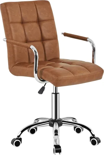 Miniatura 9 de Topeakmart Silla de escritorio moderna blanca rodante con reposabrazos/ruedas, base resistente, cilindro de gasolina certificado SGS, cómoda silla