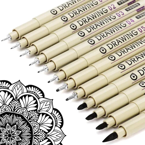 Miniatura 14 de Muchcute 01 Micro Fineliner Dibujo Arte Bolígrafos: 12 Colores 0.25mm Punta Extra Fina Biblia Sin Sangría Diario Zentangle Suministros de Estudio