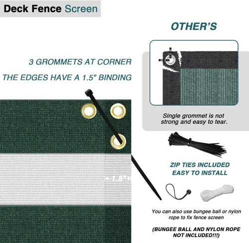 Miniatura 4 de ECOOPTS Pantalla de Privacidad para Valla de Balcón de 3'x1' con Bridas, Cubierta de Valla de Protección UV para Exteriores para Balcón, Porche