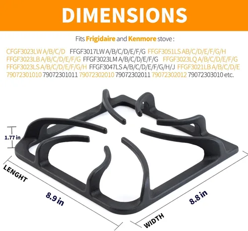 Miniatura 3 de Rejillas de repuesto 316202405 mejoradas para piezas de estufa Frigidaire, rejilla de quemador, piezas de cocina de gas Kenmore, juego de rejillas
